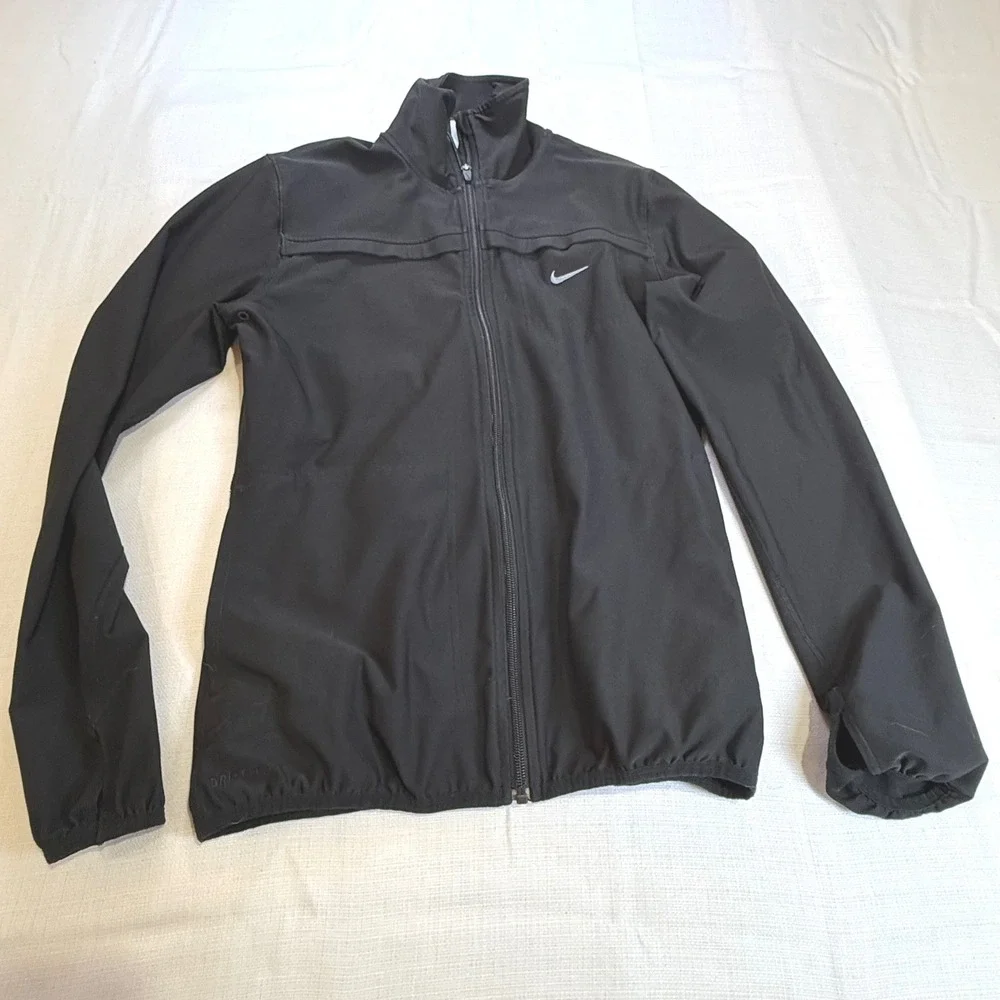 Nike Dri Fit Black Full Zip Athletic‎ Jacket Lightweight Breathable Size M